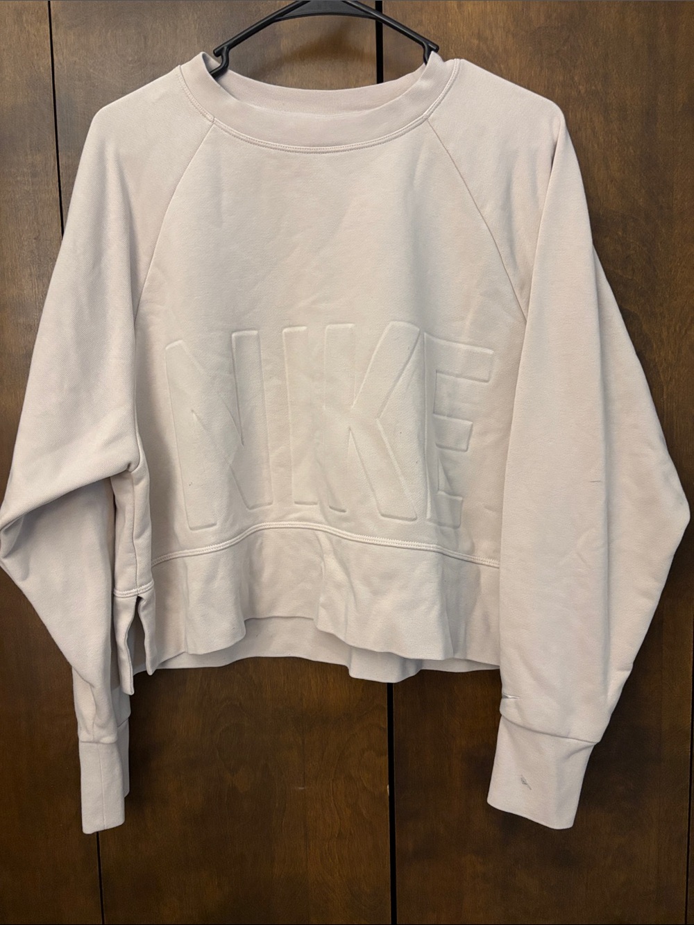 Nike Cropped Embossed Logo Crewneck - tan